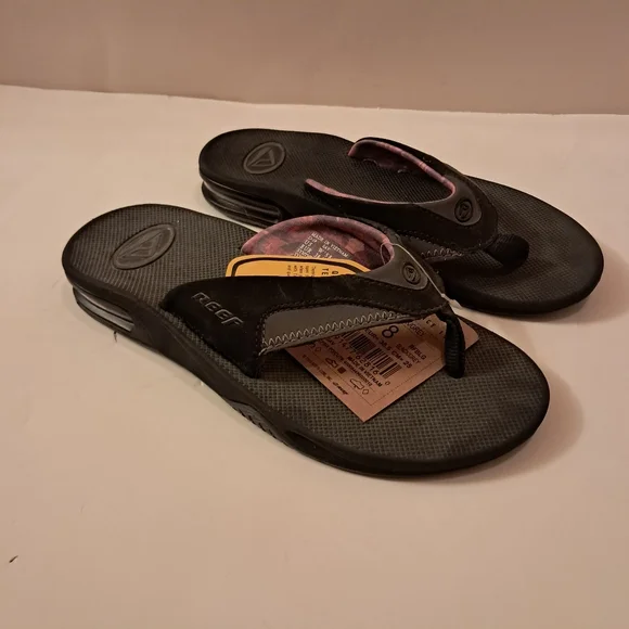 Reef Flip Flops Sandals Women's 8 Fanning Gray Purple Pink Comfy Summer Beach - Picture 6 of 13
